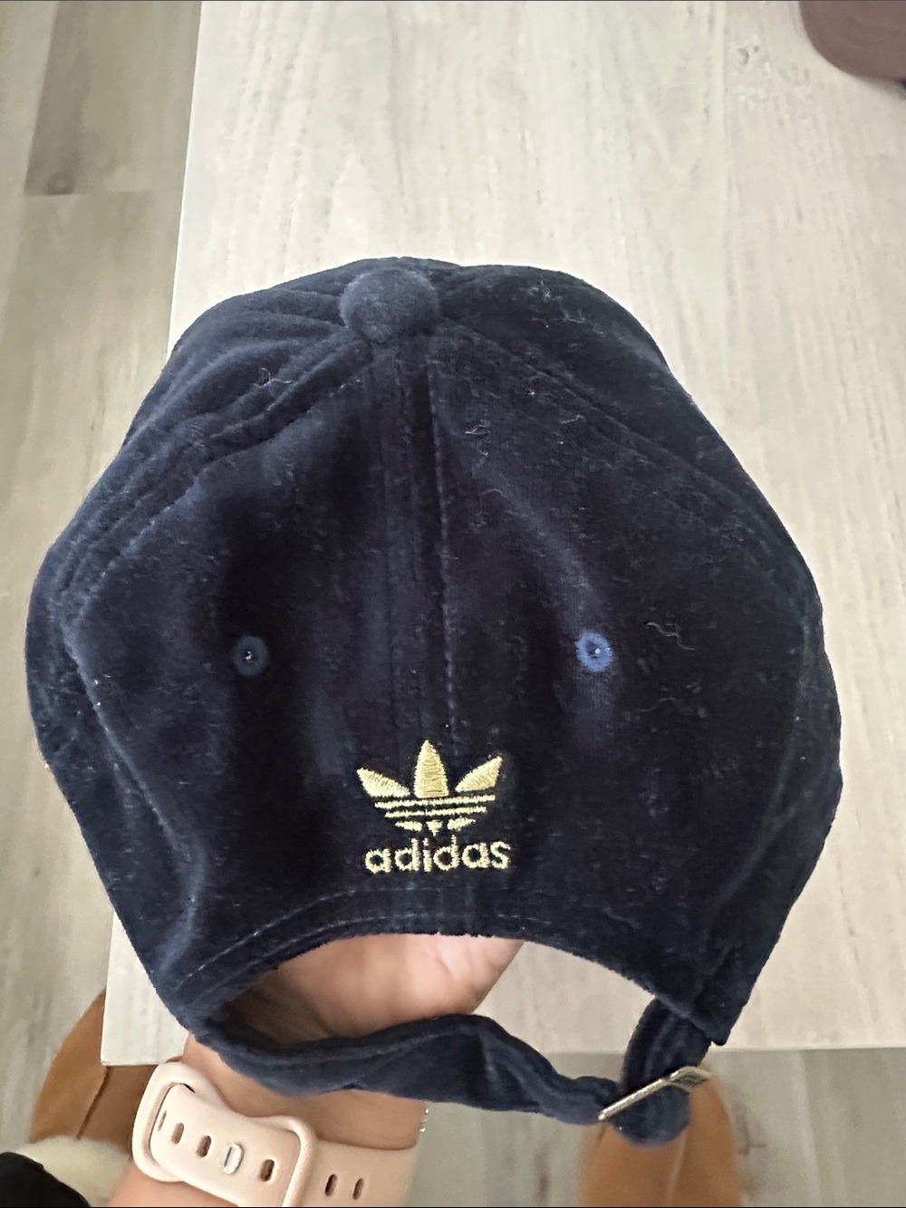 adidas Black Velvet Cap with Gold Trefoil - Picture 2 of 7